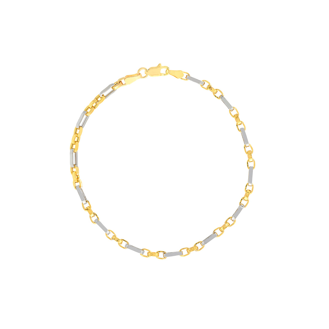 7.25" 3.1MM HOLLOW ROLO CHAIN BRACELET | 14K TWO-TONE GOLD | MZ005654-14YB - Brownlee Jewelers