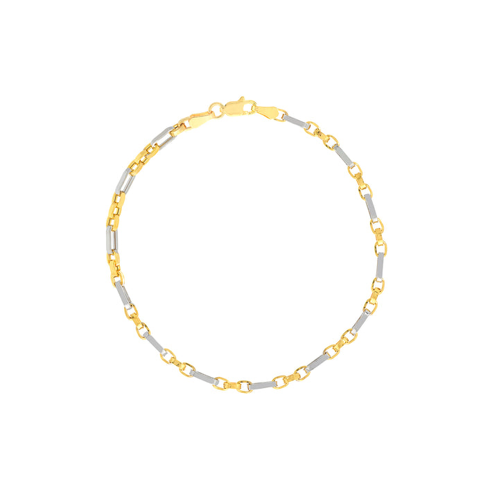 7.25" 3.1MM HOLLOW ROLO CHAIN BRACELET | 14K TWO-TONE GOLD | MZ005654-14YB - Brownlee Jewelers