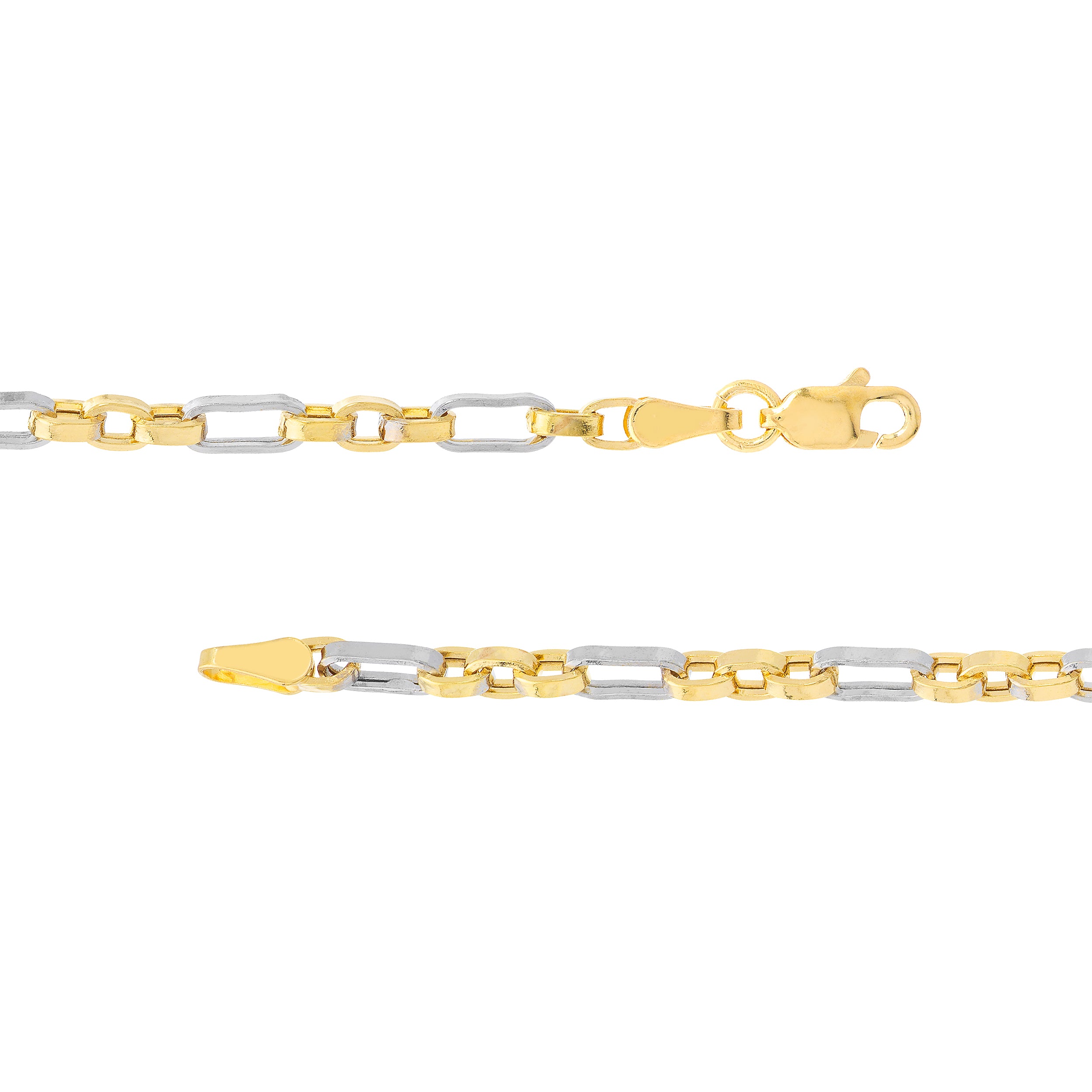 7.25" 3.1MM HOLLOW ROLO CHAIN BRACELET | 14K TWO-TONE GOLD | MZ005654-14YB - Brownlee Jewelers