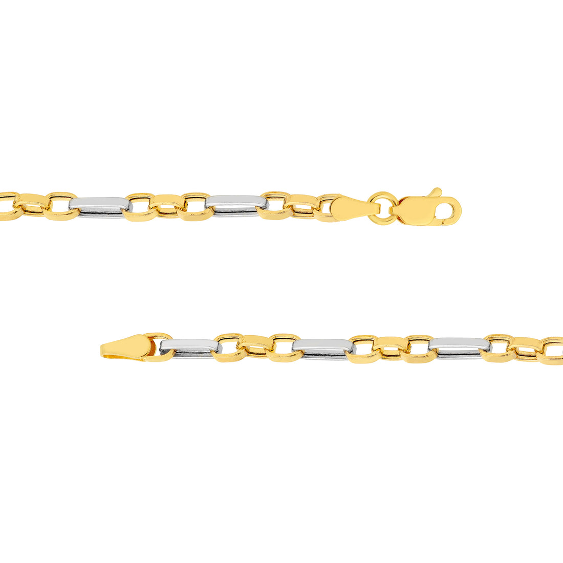 7.25" 3.1MM HOLLOW ROLO CHAIN BRACELET | 14K TWO-TONE GOLD | MZ005654-14YB - Brownlee Jewelers
