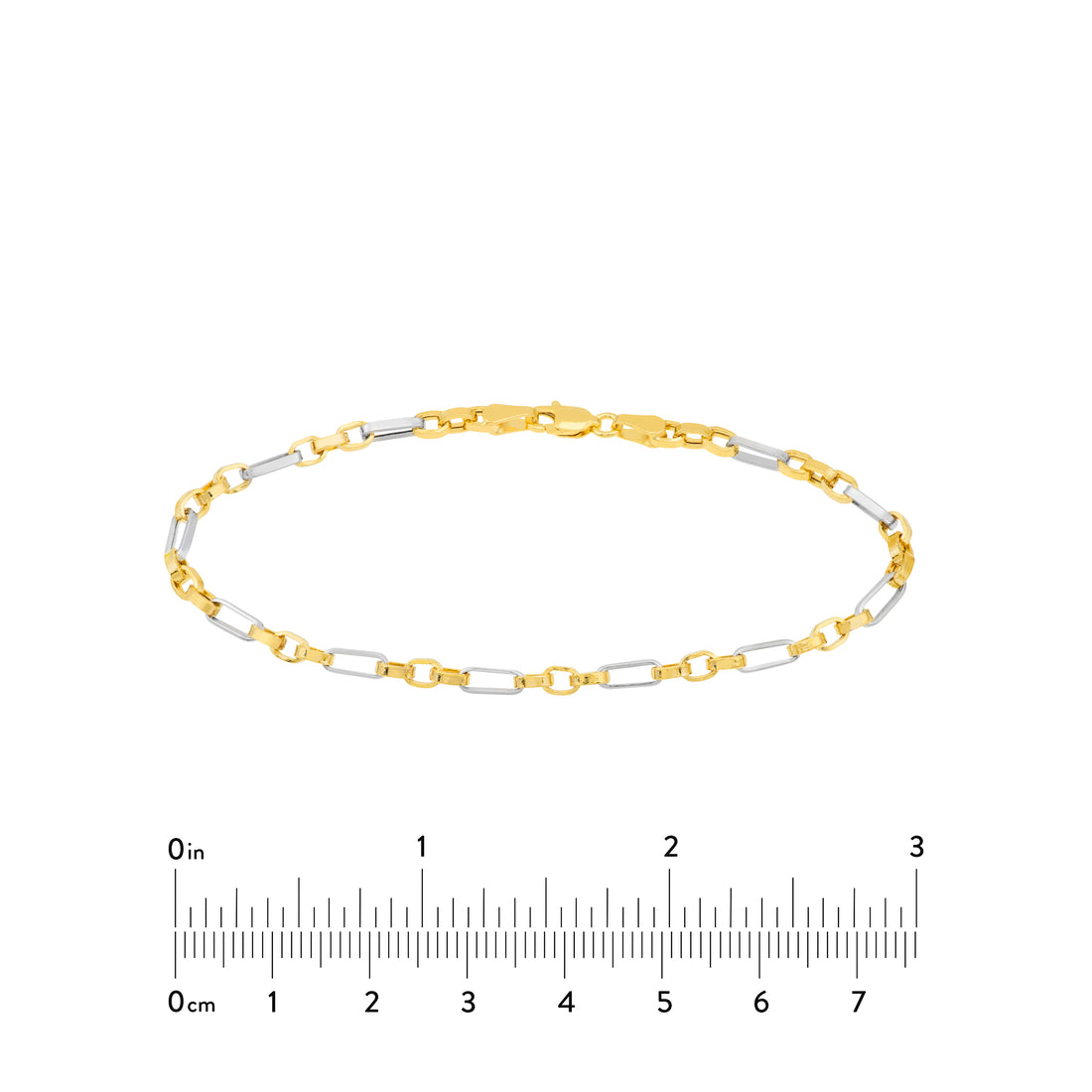 7.25" 3.1MM HOLLOW ROLO CHAIN BRACELET | 14K TWO-TONE GOLD | MZ005654-14YB - Brownlee Jewelers