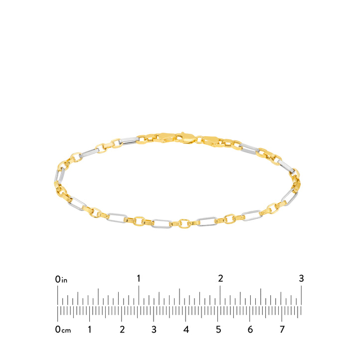 7.25" 3.1MM HOLLOW ROLO CHAIN BRACELET | 14K TWO-TONE GOLD | MZ005654-14YB - Brownlee Jewelers
