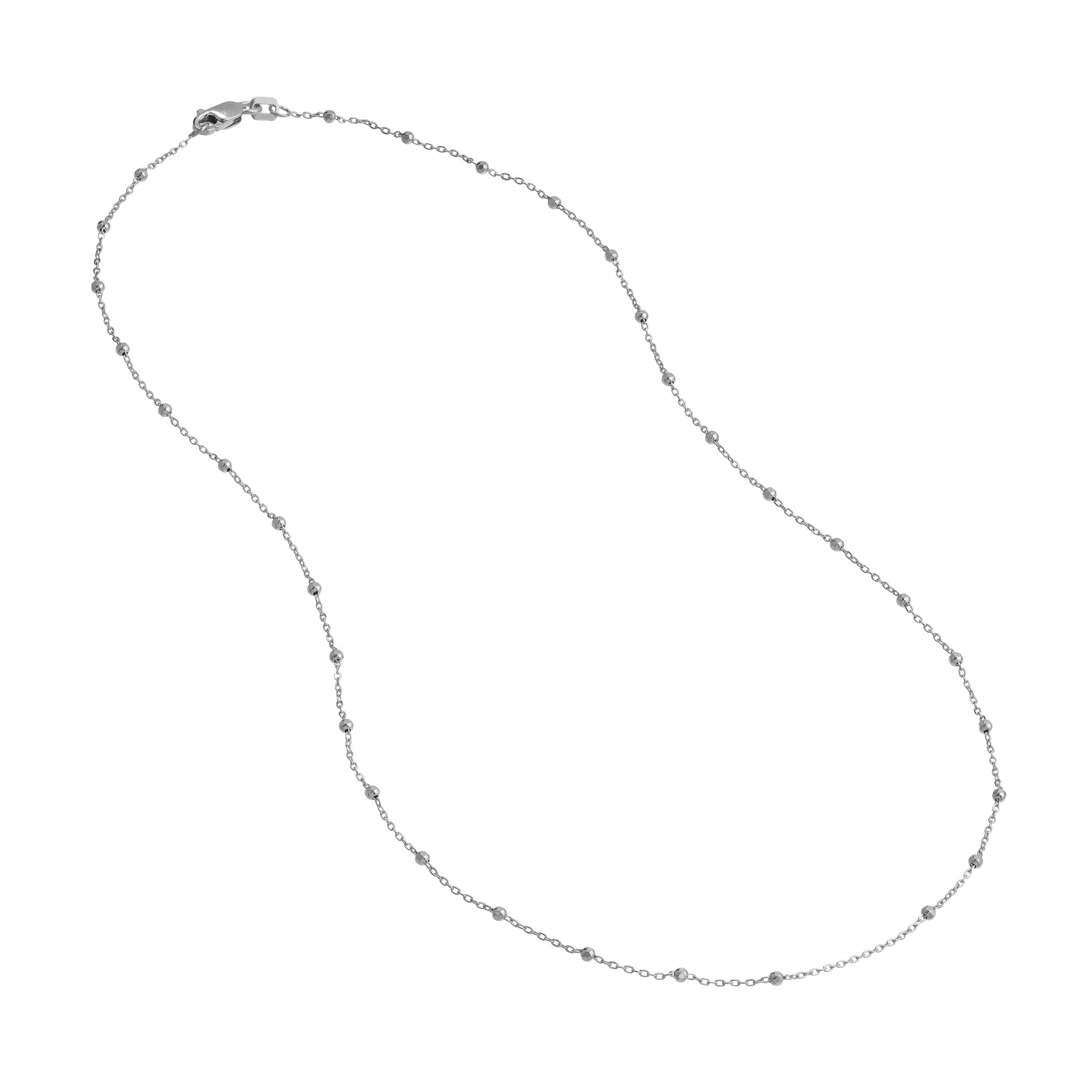 16" 1.7MM DIAMOND-CUT BEAD CHAIN NECKLACE | 14K WHITE GOLD | MZ010346-14B - Brownlee Jewelers