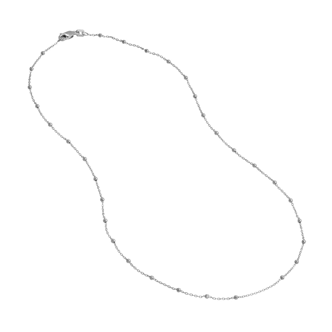 16" 1.7MM DIAMOND-CUT BEAD CHAIN NECKLACE | 14K WHITE GOLD | MZ010346-14B - Brownlee Jewelers