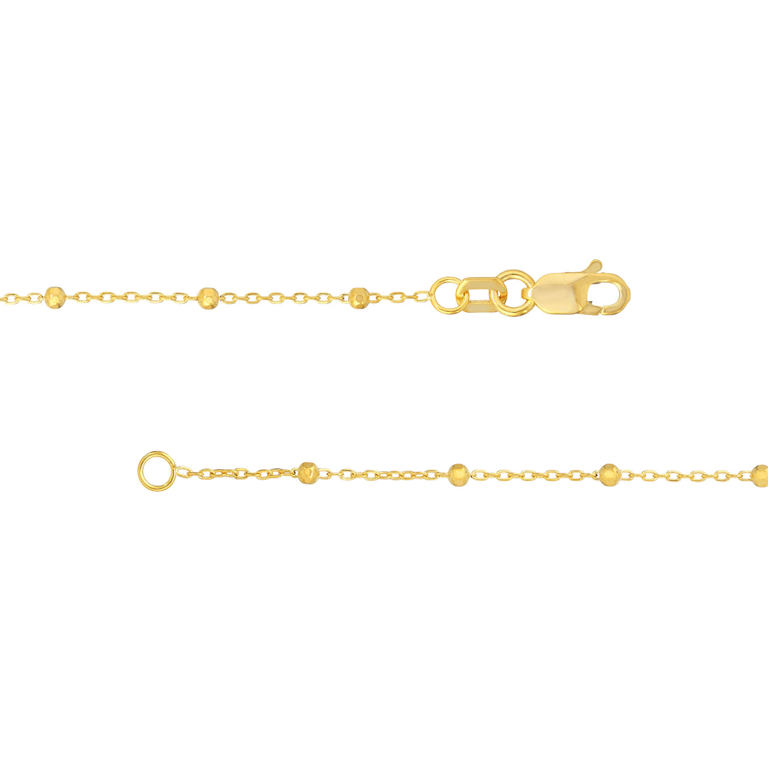 10" 1.7MM DIAMOND-CUT CABLE CHAIN ANKLET | 14K YELLOW GOLD | MZ010346-14Y - Brownlee Jewelers