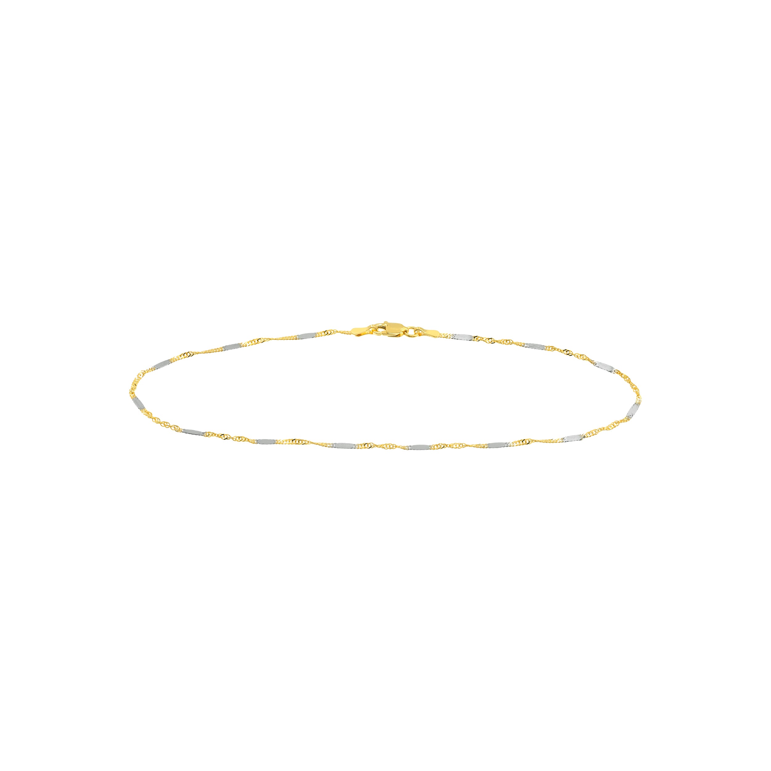 10" FLAT SINGAPORE CHAIN ANKLET | 14K TWO-TONE GOLD | MZ010348-14YB - Brownlee Jewelers