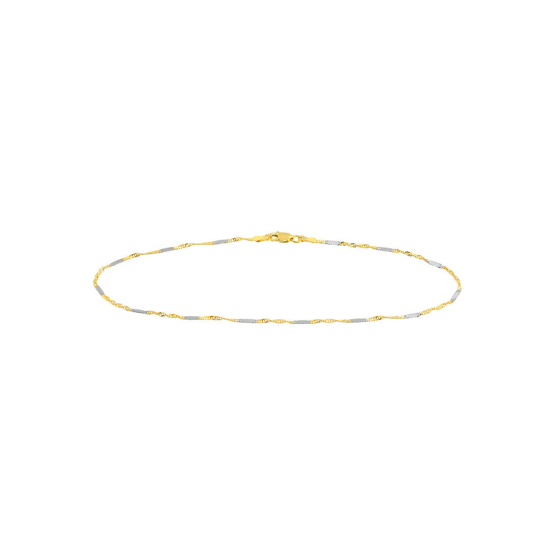 10" FLAT SINGAPORE CHAIN ANKLET | 14K TWO-TONE GOLD | MZ010348-14YB - Brownlee Jewelers