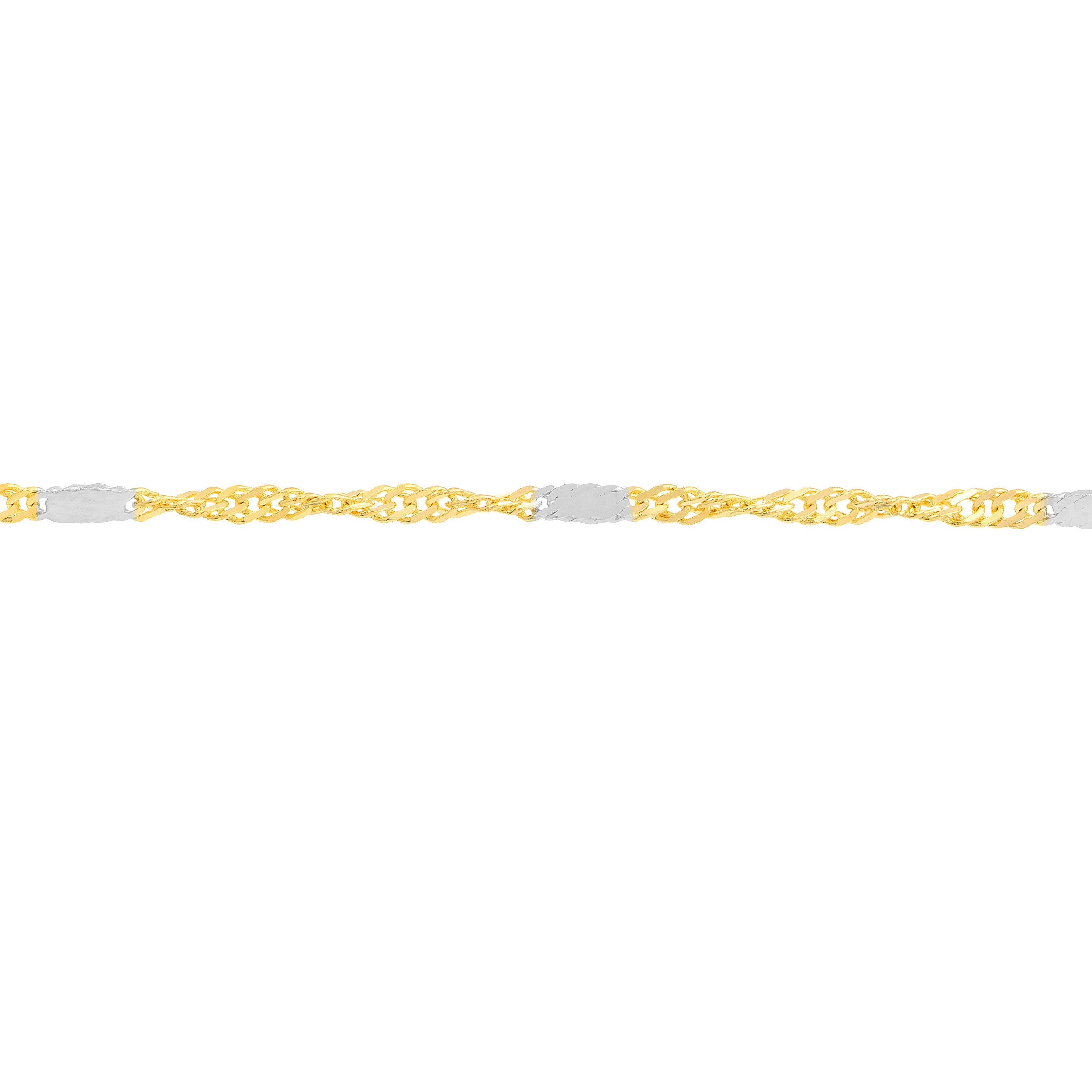 10" FLAT SINGAPORE CHAIN ANKLET | 14K TWO-TONE GOLD | MZ010348-14YB - Brownlee Jewelers