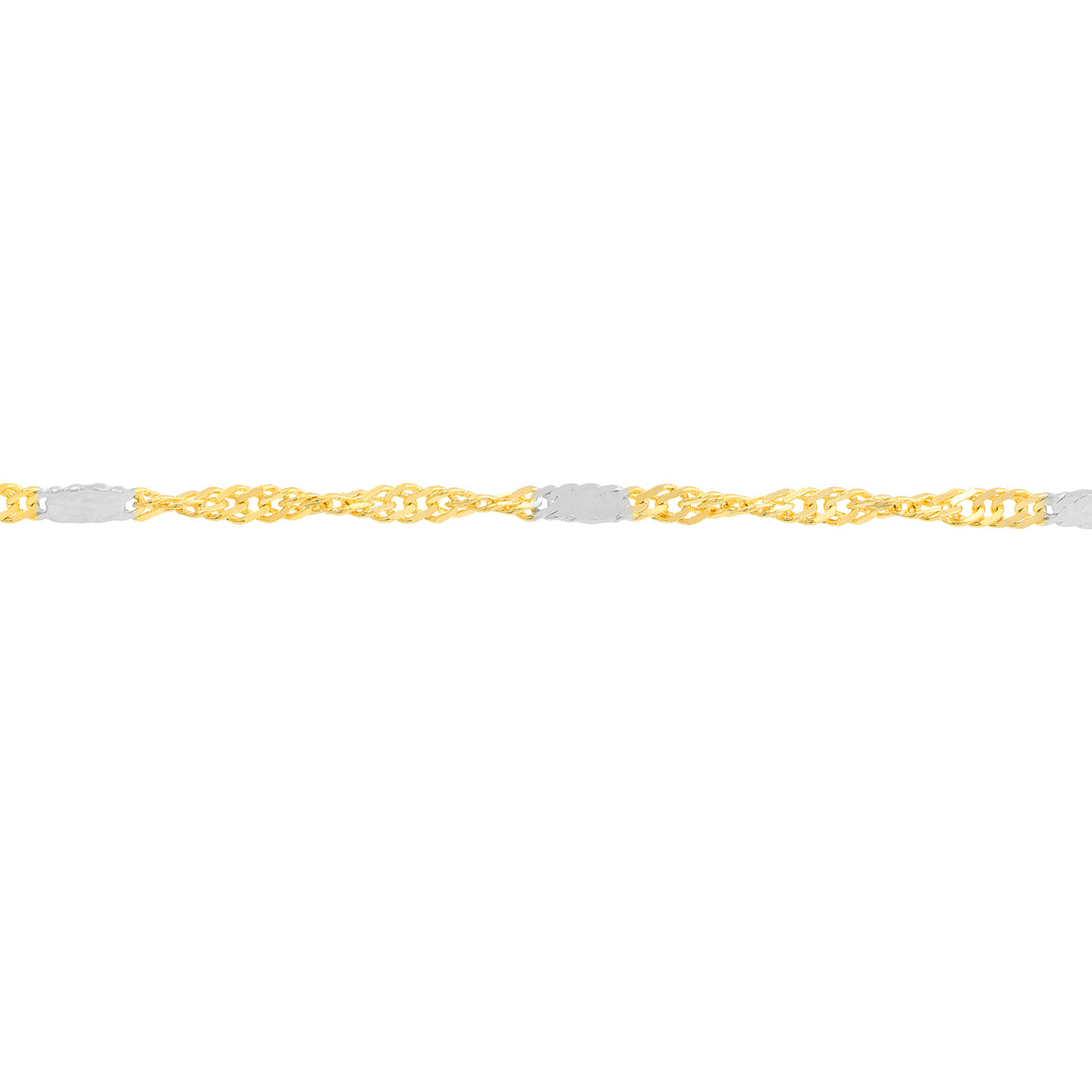 10" FLAT SINGAPORE CHAIN ANKLET | 14K TWO-TONE GOLD | MZ010348-14YB - Brownlee Jewelers