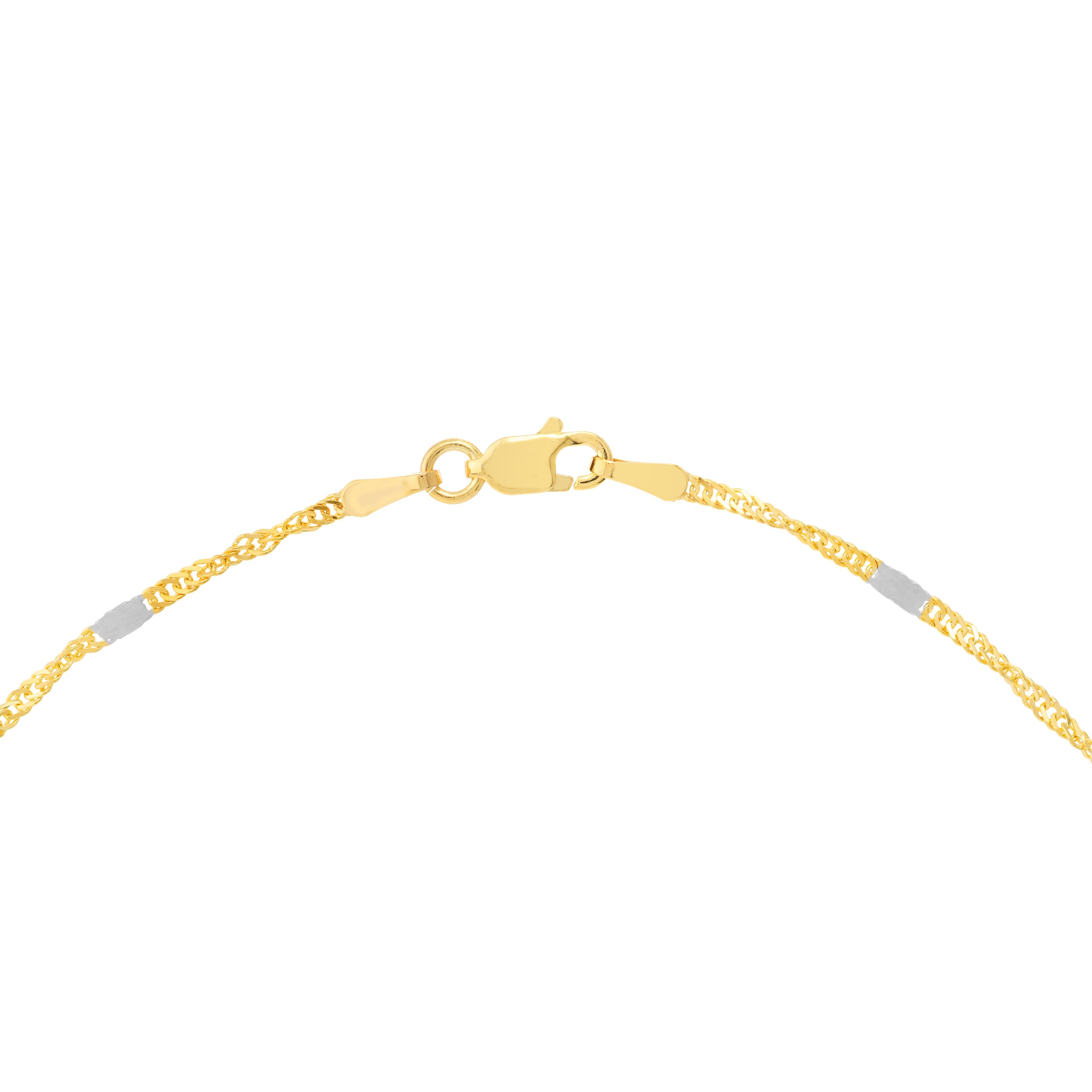 10" FLAT SINGAPORE CHAIN ANKLET | 14K TWO-TONE GOLD | MZ010348-14YB - Brownlee Jewelers