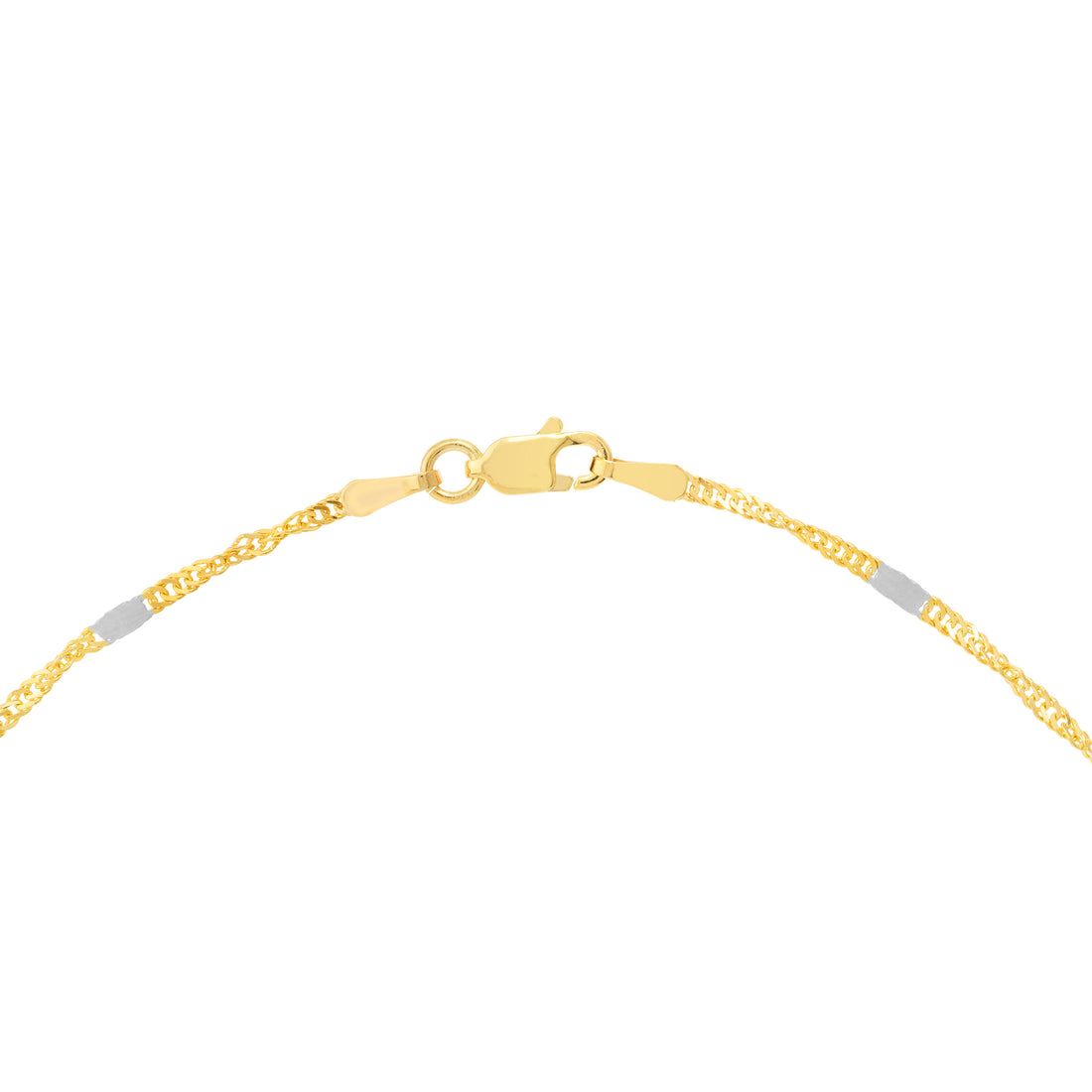 10" FLAT SINGAPORE CHAIN ANKLET | 14K TWO-TONE GOLD | MZ010348-14YB - Brownlee Jewelers