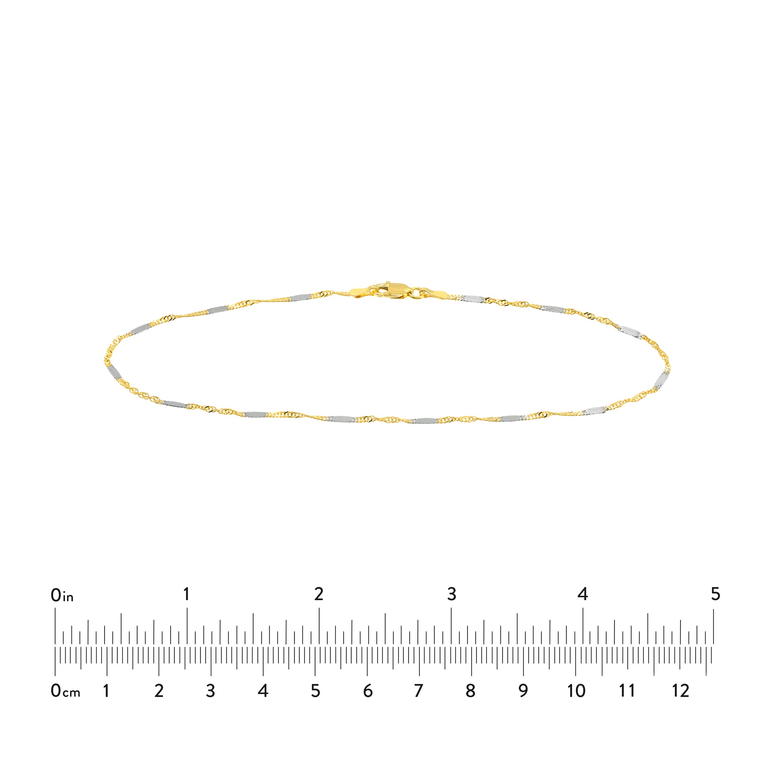 10" FLAT SINGAPORE CHAIN ANKLET | 14K TWO-TONE GOLD | MZ010348-14YB - Brownlee Jewelers