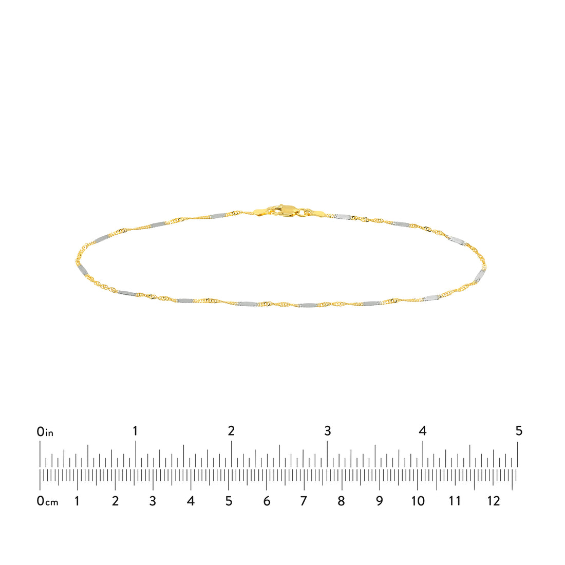 10" FLAT SINGAPORE CHAIN ANKLET | 14K TWO-TONE GOLD | MZ010348-14YB - Brownlee Jewelers