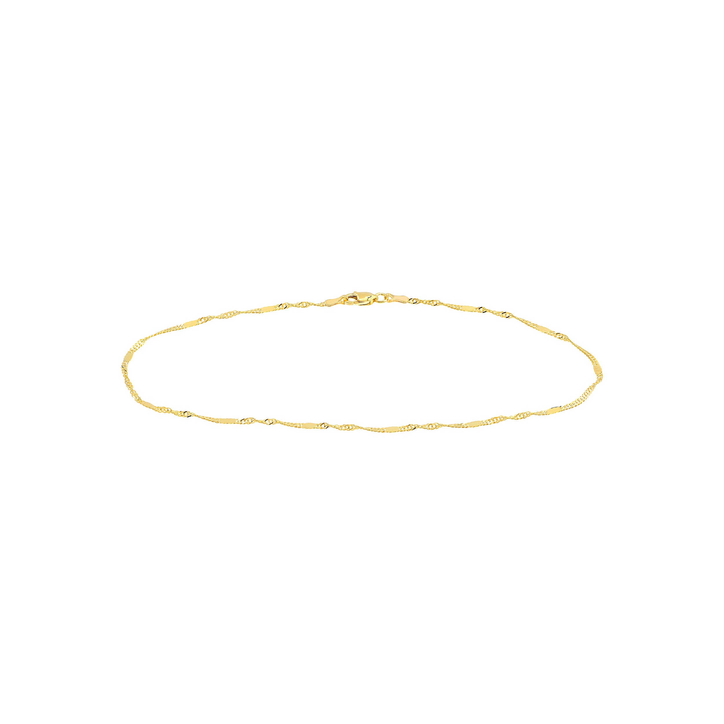 10" FLAT SINGAPORE CHAIN ANKLET | 14K YELLOW GOLD | MZ010349-14Y - Brownlee Jewelers