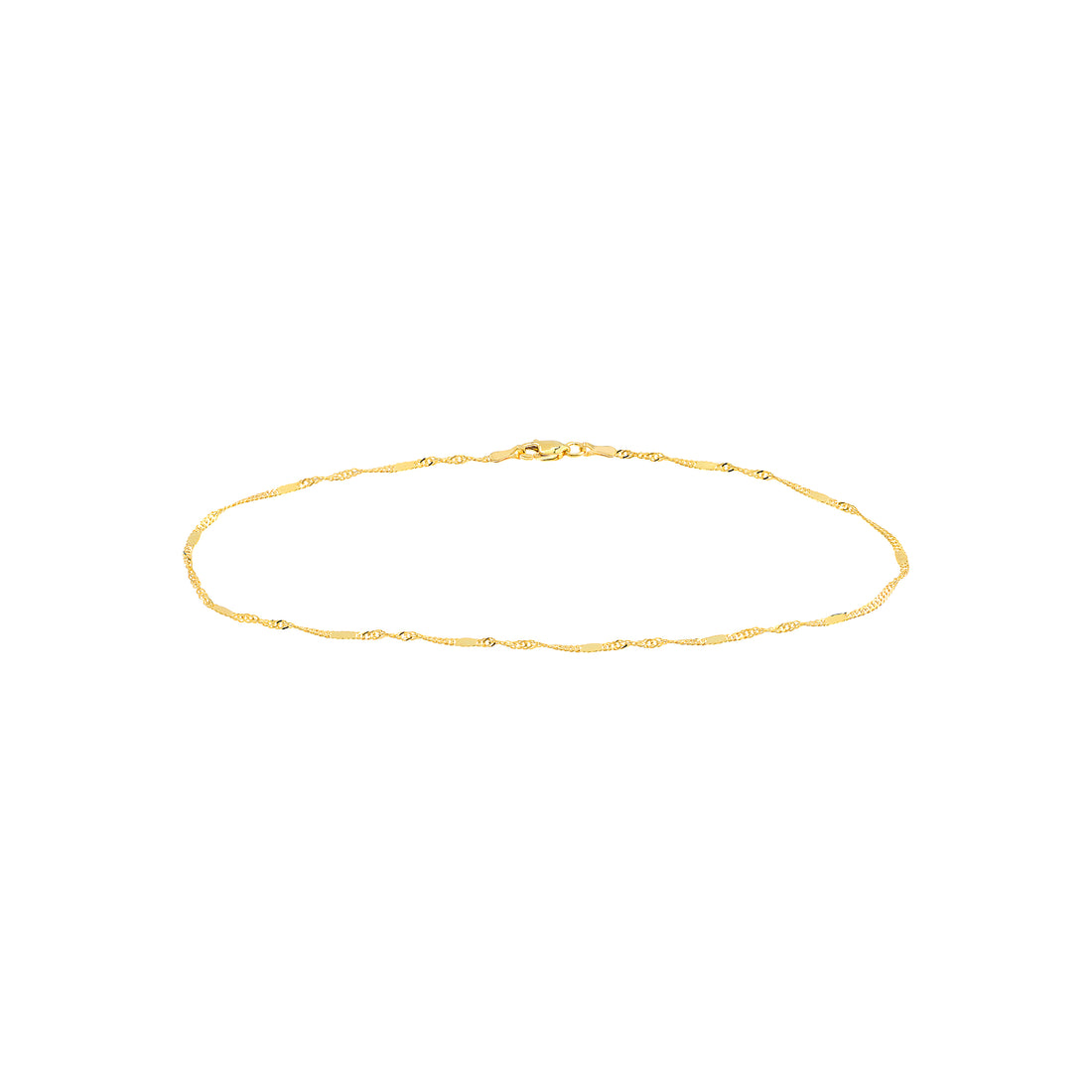 10" FLAT SINGAPORE CHAIN ANKLET | 14K YELLOW GOLD | MZ010349-14Y - Brownlee Jewelers