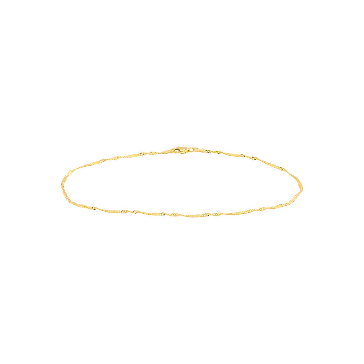 10" FLAT SINGAPORE CHAIN ANKLET | 14K YELLOW GOLD | MZ010349-14Y - Brownlee Jewelers