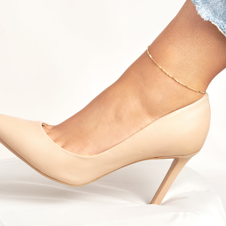 10" FLAT SINGAPORE CHAIN ANKLET | 14K YELLOW GOLD | MZ010349-14Y - Brownlee Jewelers