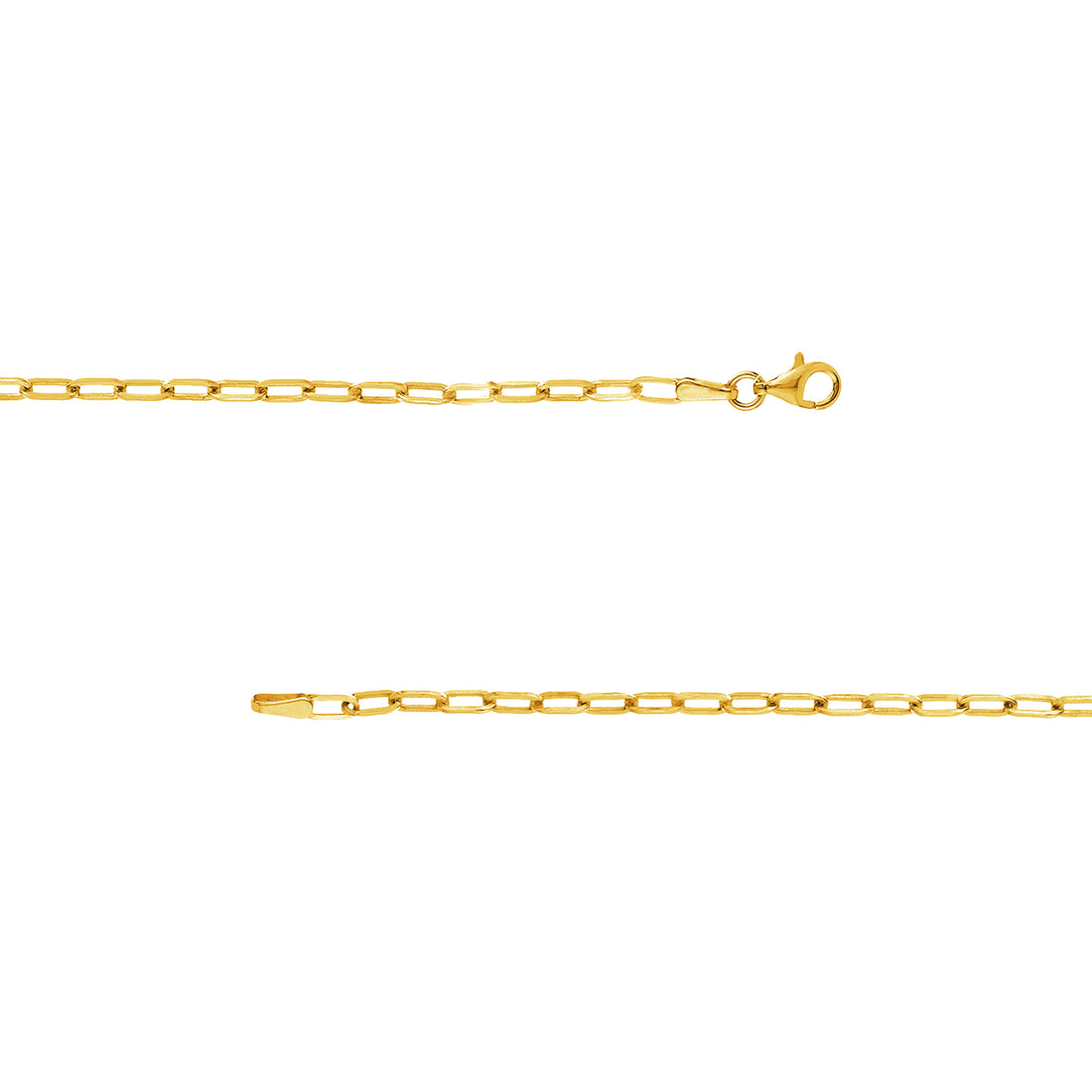 7.25" 2.5MM PAPERCLIP CHAIN BRACELET | 14K YELLOW GOLD | MZ010990-14Y - Brownlee Jewelers
