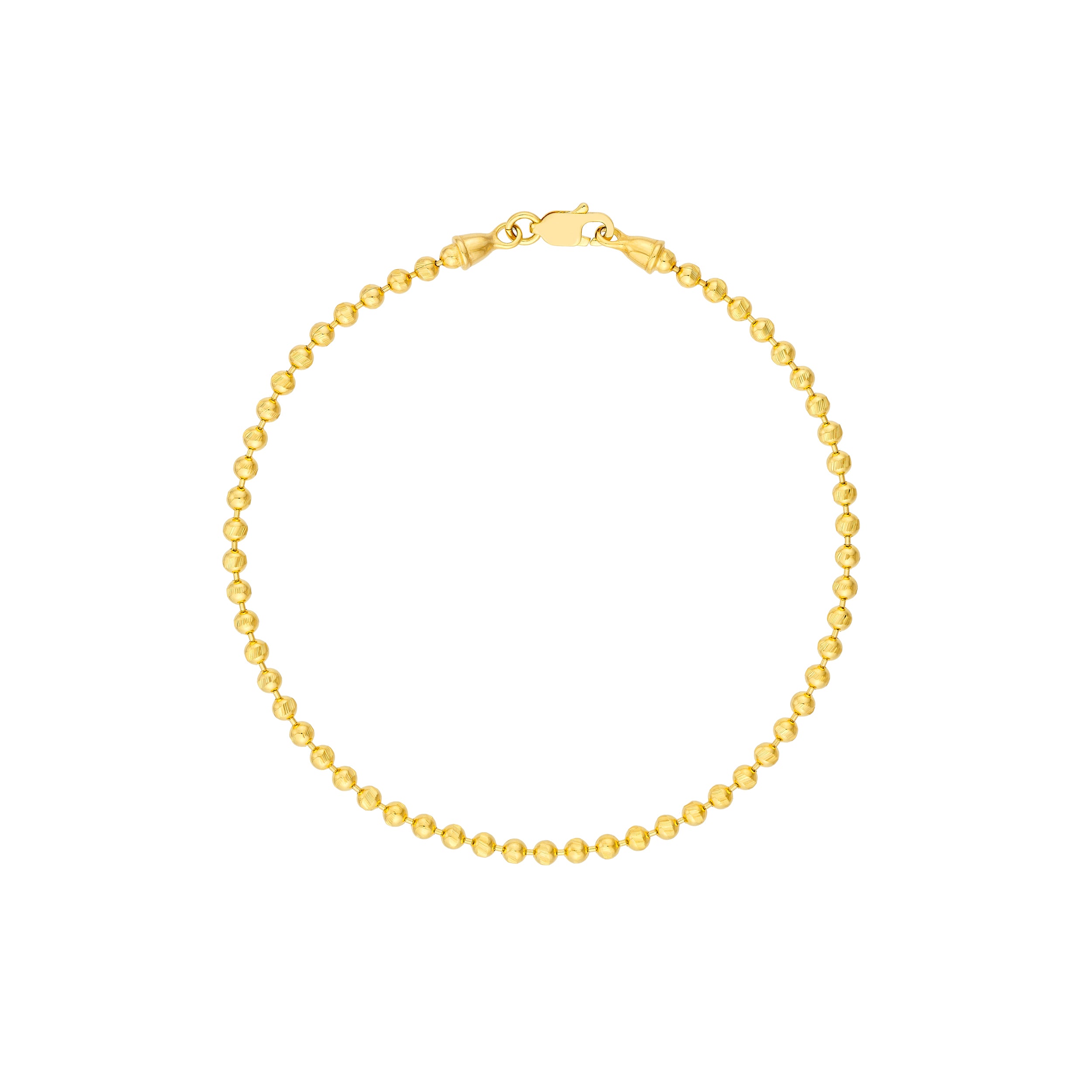 7.5" 2.35MM DIAMOND-CUT BEAD CHAIN BRACELET | 14K YELLOW GOLD | MZ012755-14Y - Brownlee Jewelers