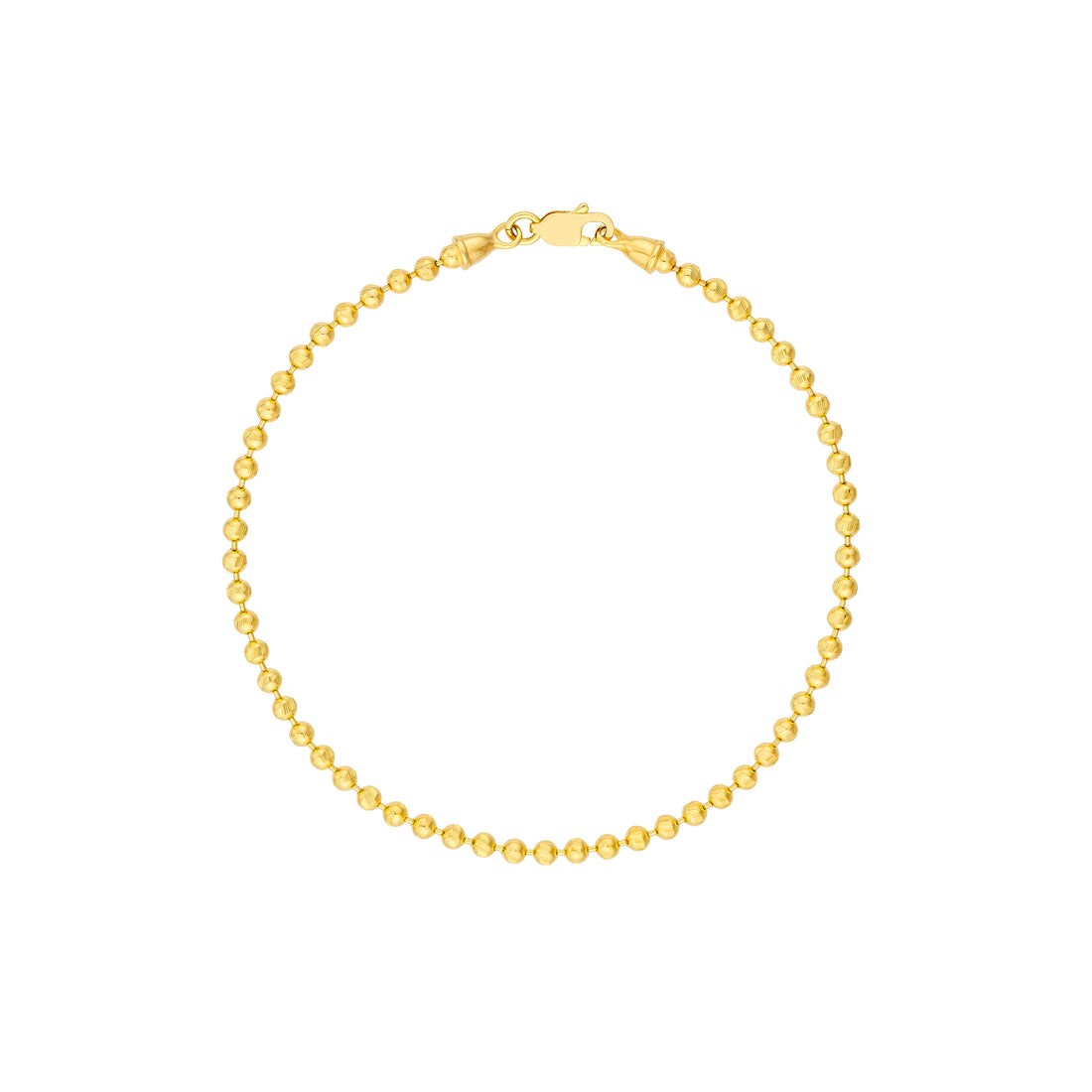 7.5" 2.35MM DIAMOND-CUT BEAD CHAIN BRACELET | 14K YELLOW GOLD | MZ012755-14Y - Brownlee Jewelers
