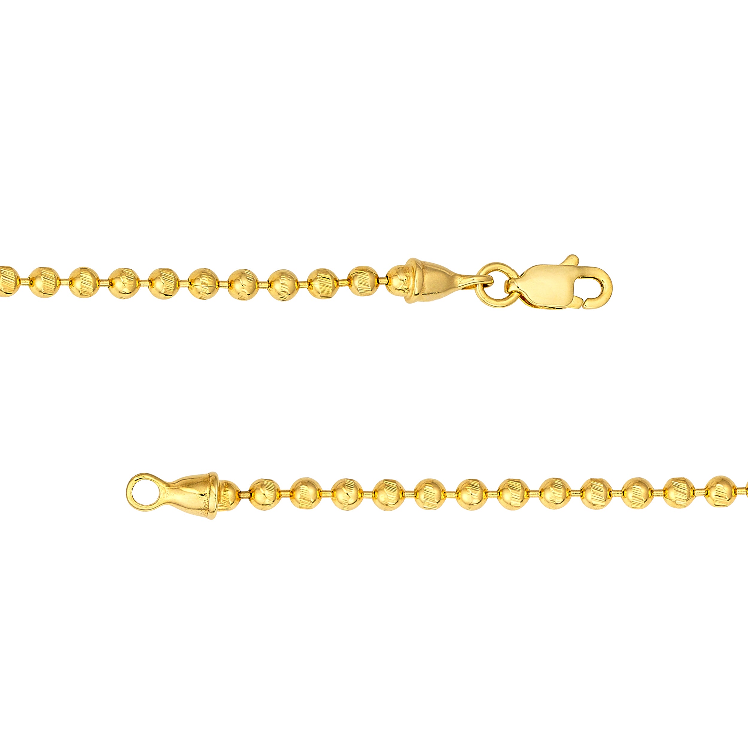 7.5" 2.35MM DIAMOND-CUT BEAD CHAIN BRACELET | 14K YELLOW GOLD | MZ012755-14Y - Brownlee Jewelers
