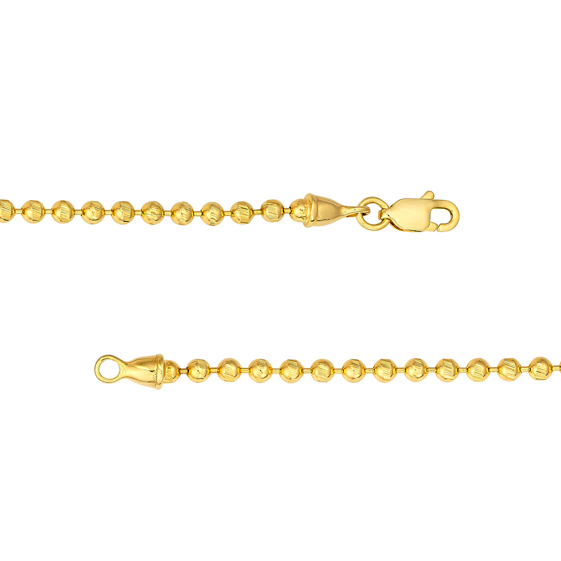 7.5" 2.35MM DIAMOND-CUT BEAD CHAIN BRACELET | 14K YELLOW GOLD | MZ012755-14Y - Brownlee Jewelers