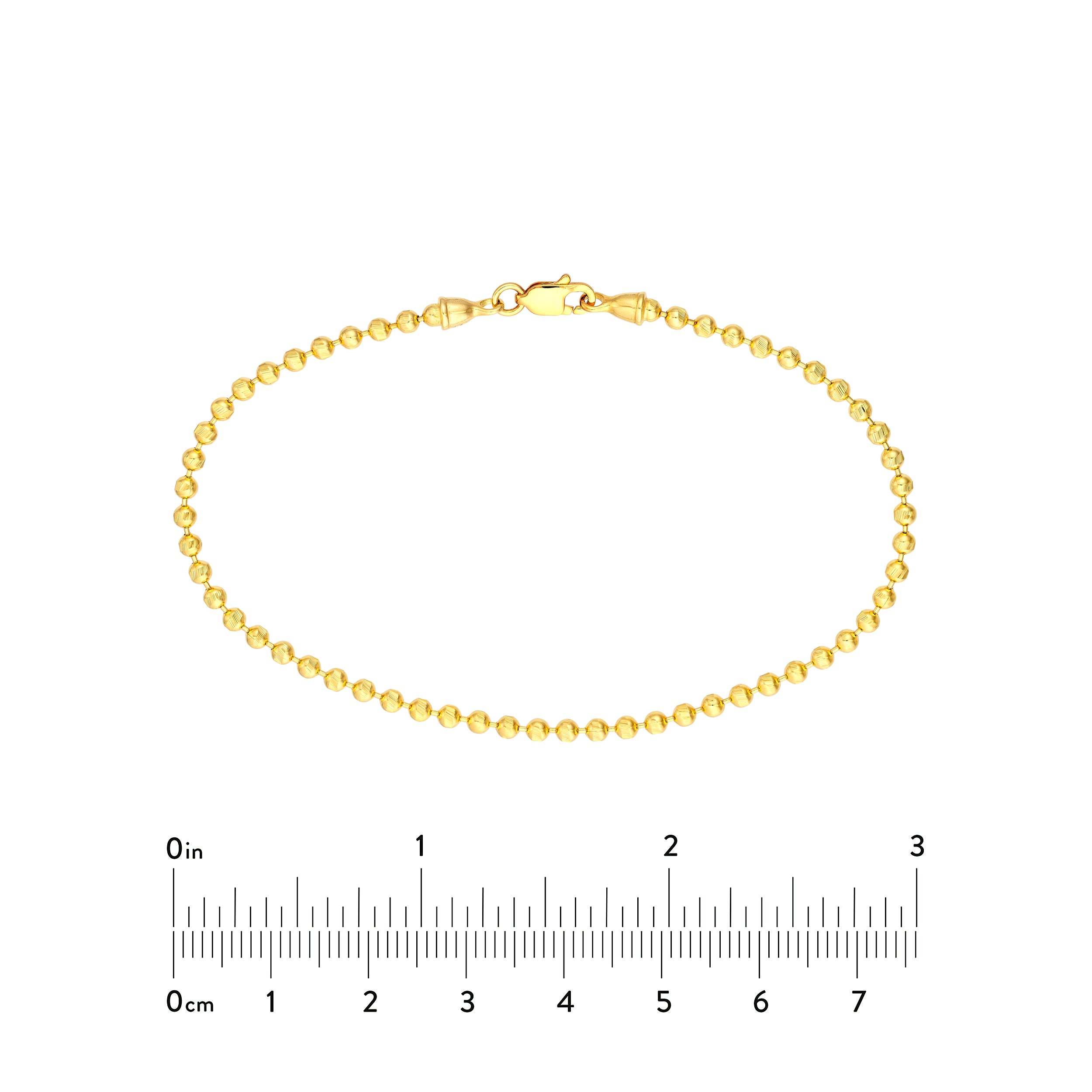7.5" 2.35MM DIAMOND-CUT BEAD CHAIN BRACELET | 14K YELLOW GOLD | MZ012755-14Y - Brownlee Jewelers