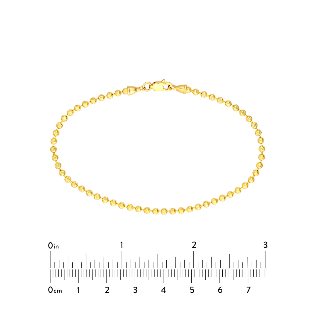 7.5" 2.35MM DIAMOND-CUT BEAD CHAIN BRACELET | 14K YELLOW GOLD | MZ012755-14Y - Brownlee Jewelers