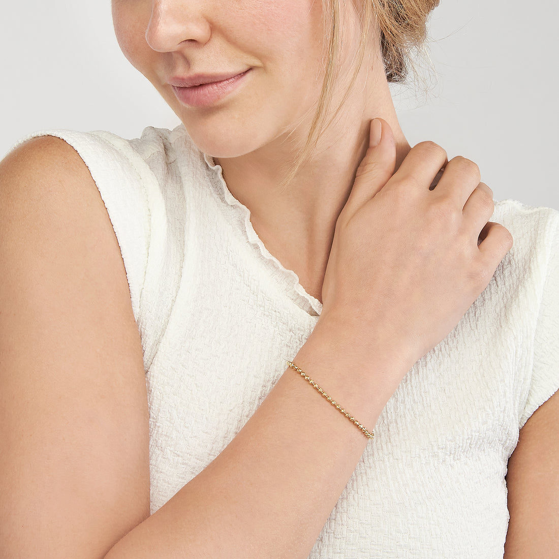 7.5" 2.35MM DIAMOND-CUT BEAD CHAIN BRACELET | 14K YELLOW GOLD | MZ012755-14Y - Brownlee Jewelers