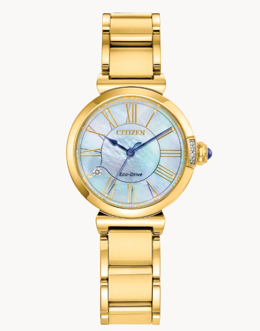 Classic lines and hints of romance make this newest piece to our ladies' collection, the Citizen L Mae, a glamorous addition of sustainable luxury