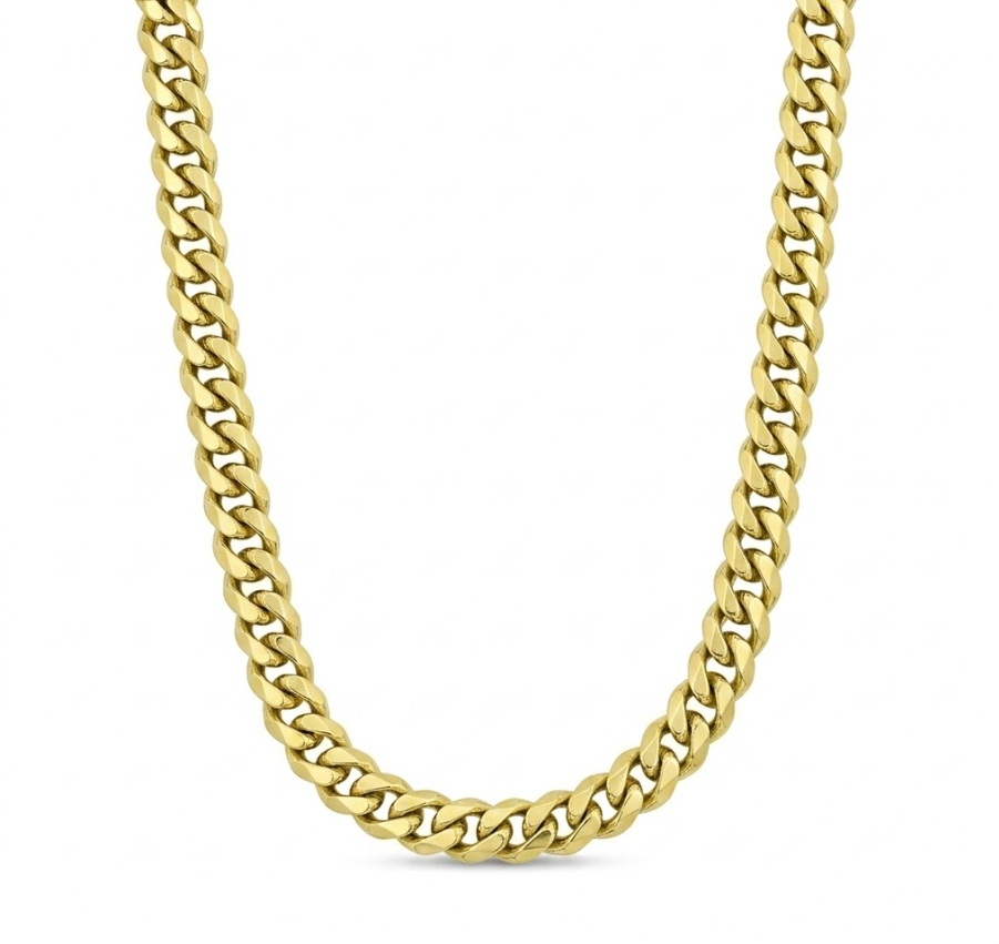 7MM Miami Cuban Link Chain Necklace | Sterling Silver & 18K Gold-Plated | 22 Inch | SSG-31-200-22 - Brownee Jewelers