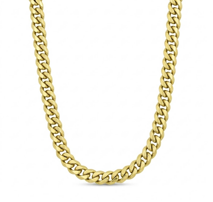 7MM Miami Cuban Link Chain Necklace | Sterling Silver & 18K Gold-Plated | 22 Inch | SSG-31-200-22 - Brownee Jewelers