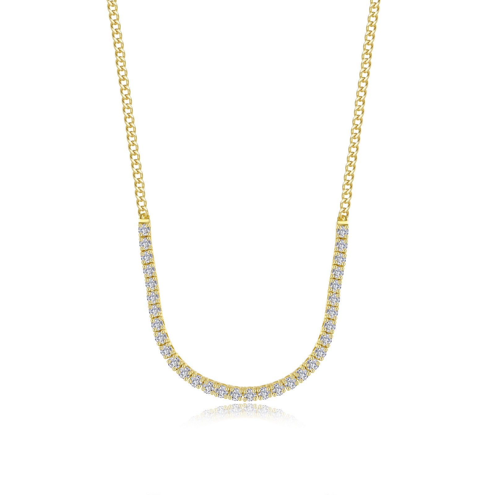 Lab-Grown Diamond Tennis Curb Necklace 1.60 CTW Gold-Plated SS 18"