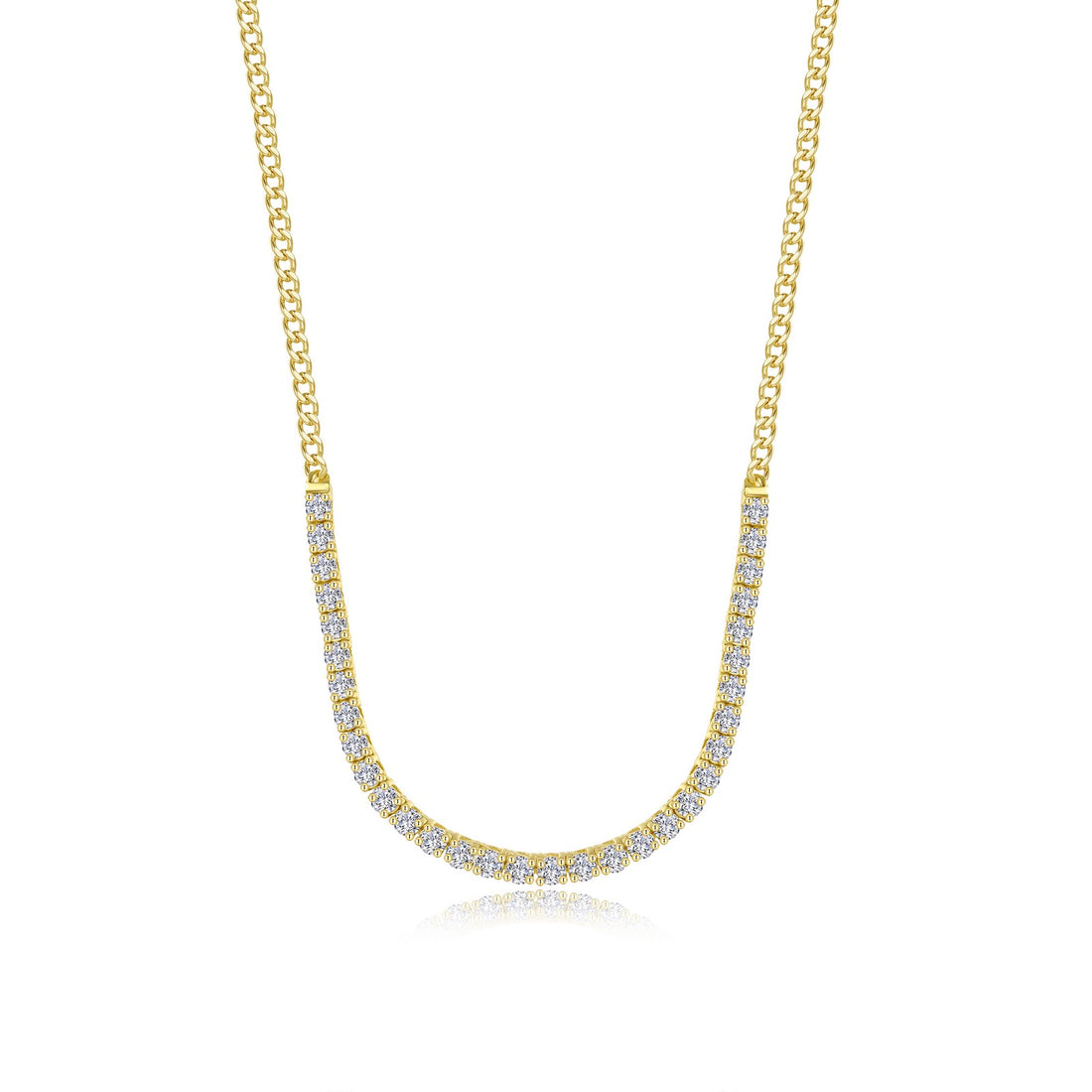 Lab-Grown Diamond Tennis Curb Necklace 1.60 CTW Gold-Plated SS 18"
