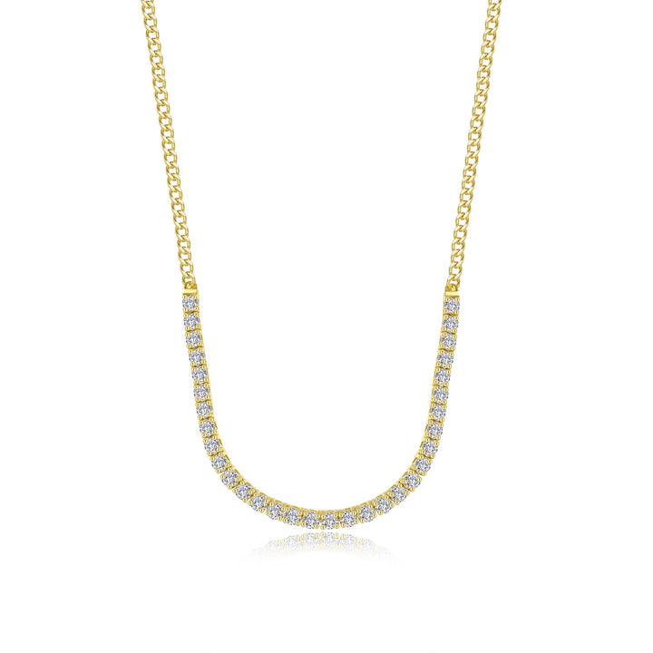 Lab-Grown Diamond Tennis Curb Necklace | Gold-Plated Stainless Steel | 1.60 ctw Lab-Grown Diamonds | 18 Inches - Brownee Jewelers