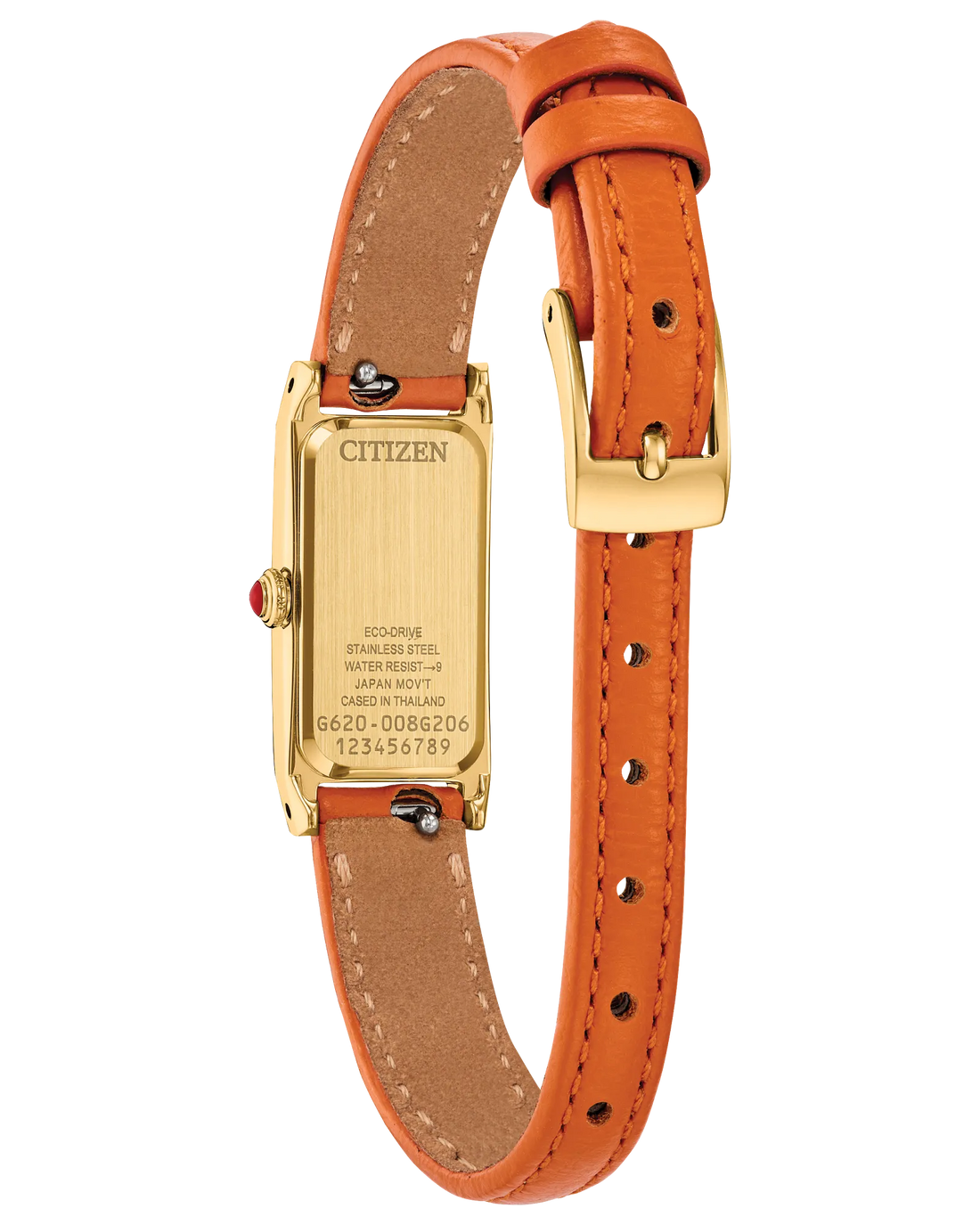 Fio | Citizen Eco-Drive Ladies Watch | Gold-Tone Stainless Steel | White Dial | Leather Strap | Rectangular Dress Style | EG7122-04A - Brownee Jewelers