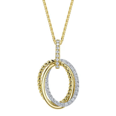 Diamond Oval Chopin Chain Necklace | 14K Yellow & White Gold | 0.30 ctw | Two-Tone Pendant - Brownee Jewelers
