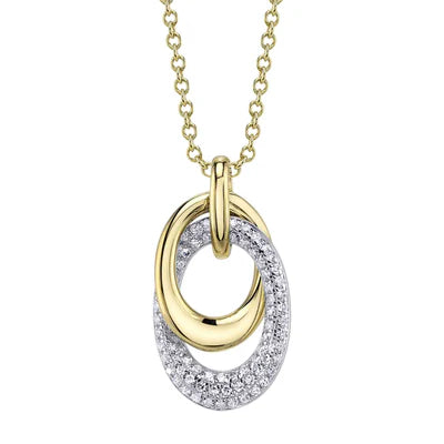 SHY CREATION | .17CTW DIAMOND PAVE OVAL NECKLACE | 14K YELLOW GOLD | SC55027681 - Brownee Jewelers