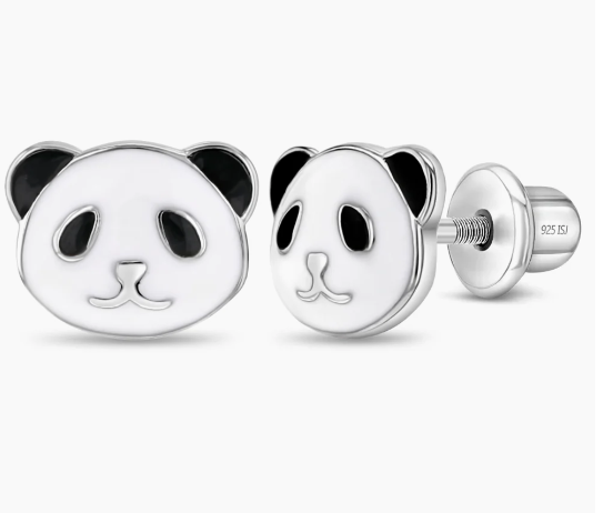 ENAMELED PANDA STUD EARRINGS 