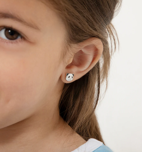 ENAMELED PANDA STUD EARRINGS 