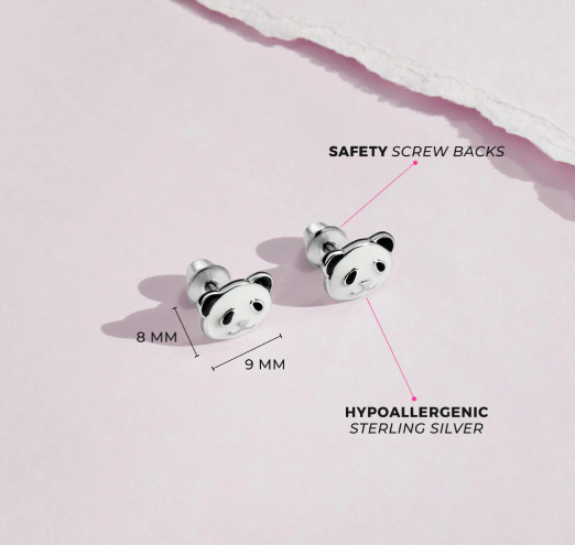 ENAMELED PANDA STUD EARRINGS 