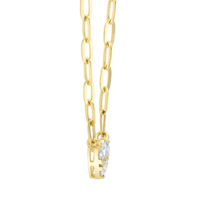 Diamond Heart Paperclip Link Necklace | 14K Yellow Gold | 0.41 ctw | Modern Heart Pendant Necklace - Brownee Jewelers