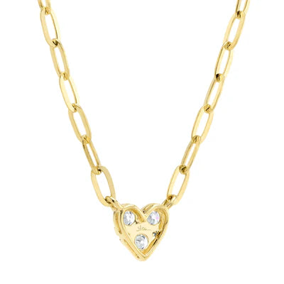 Diamond Heart Paperclip Link Necklace | 14K Yellow Gold | 0.41 ctw | Modern Heart Pendant Necklace - Brownee Jewelers