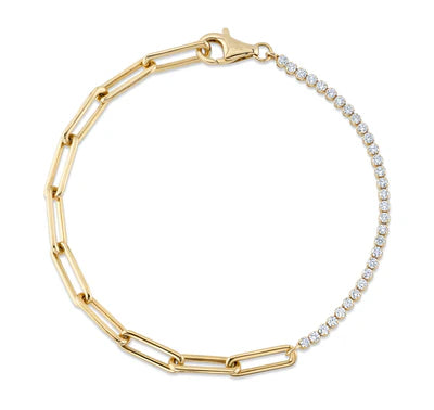 Diamond Paperclip Link Bracelet | 14K Yellow Gold | 0.66 ctw | Modern Statement Bracelet - Brownee Jewelers