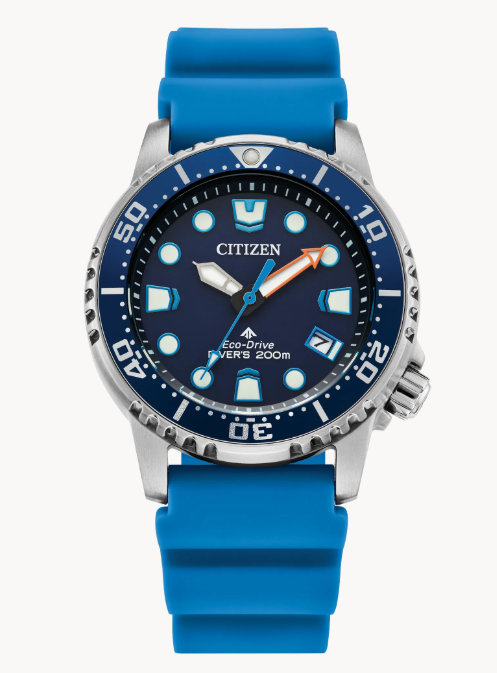 Citizen Promaster Dive | Eco-Drive Dive Watch | Stainless Steel | Blue Dial | Blue Silicone Strap | 200M Water Resistant - Brownee Jewelers