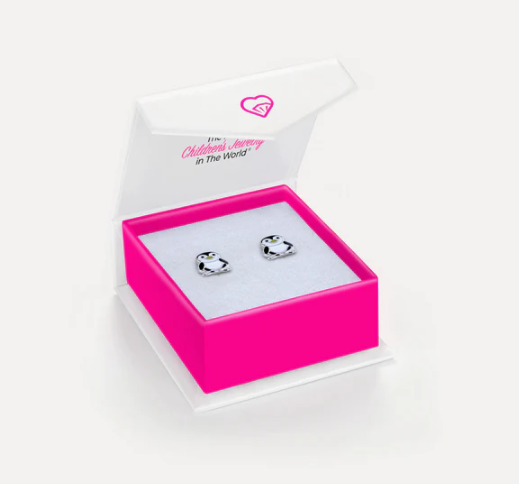 SILVER PENGUIN ENAMELED EARRINGS