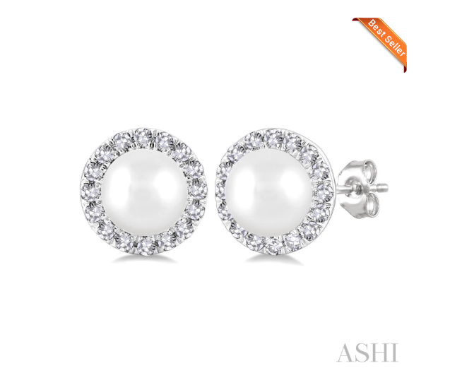 Pearl & Halo Diamond Earrings