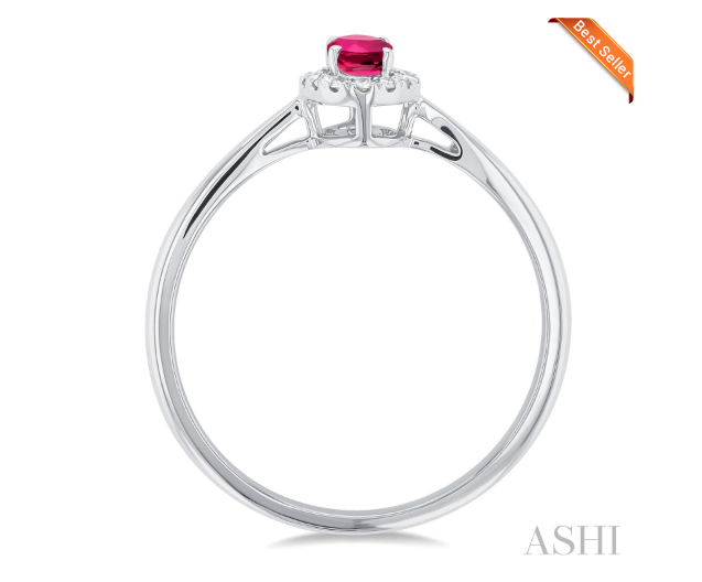 Oval Shape Gemstone & Halo Diamond Ring