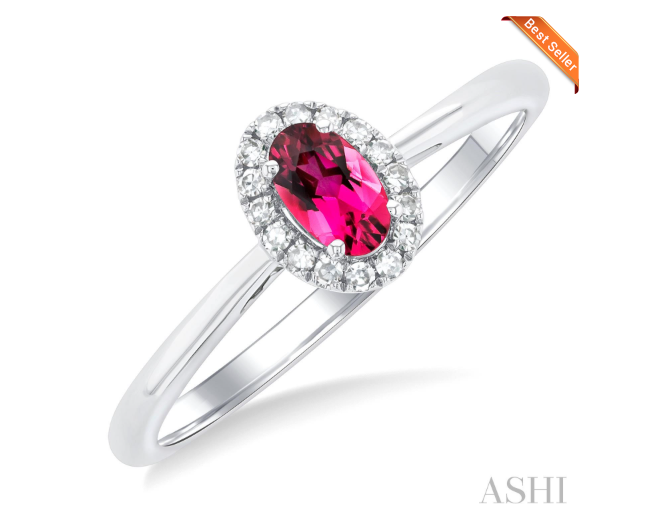 Oval Shape Gemstone & Halo Diamond Ring