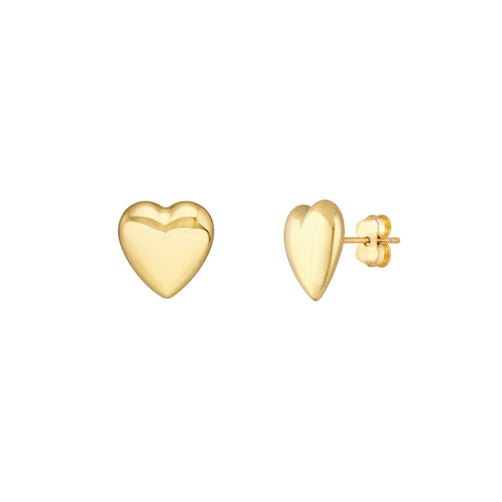 14KY PUFF HEART STUD EARRINGS 